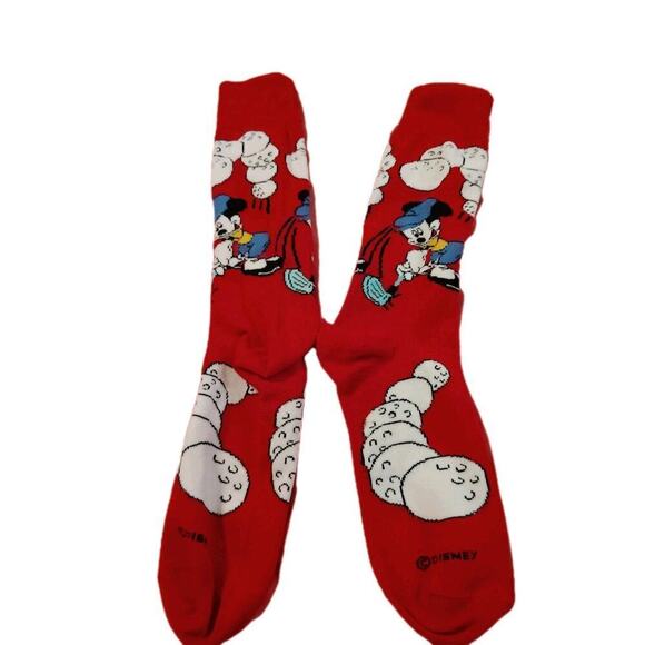 Disney Mickey Mouse Men's Golf Socks Red Small 1 Pair * Call-out 1 SMALL HOLE * - Picture 2 of 5